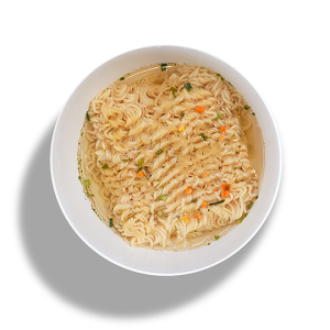 Vifon Wegetariańska instant noodle soup – green packaging with mild flavor, featuring garlic, carrots, peas, and greens.